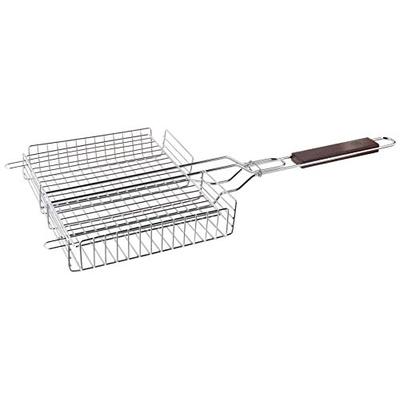 Outset QC71 Chrome Grill Basket with Rosewood Handle