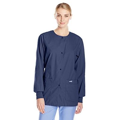 Landau Women's Snap Front Scrub Jacket, Navy, XX-Large