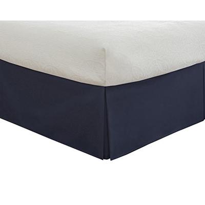 Lux Hotel Bedding Tailored Bed Skirt, Classic 14" Drop Length, Pleated Styling, King, Navy